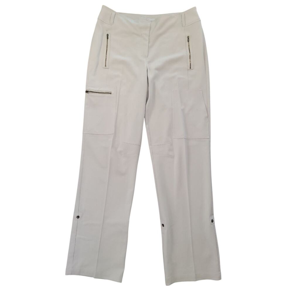 Chico’s Beige Cargo Pants Sz 1 Straight Leg Zip Pocket Casual
